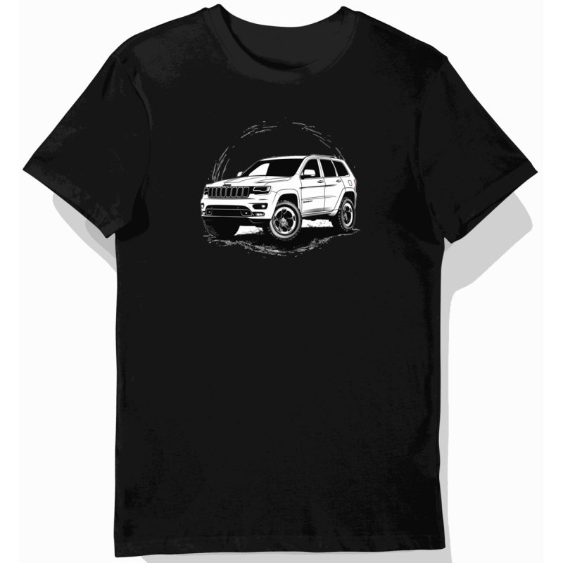 Koszulka męska czarna z Motywem Jeep Grand Cherokee
