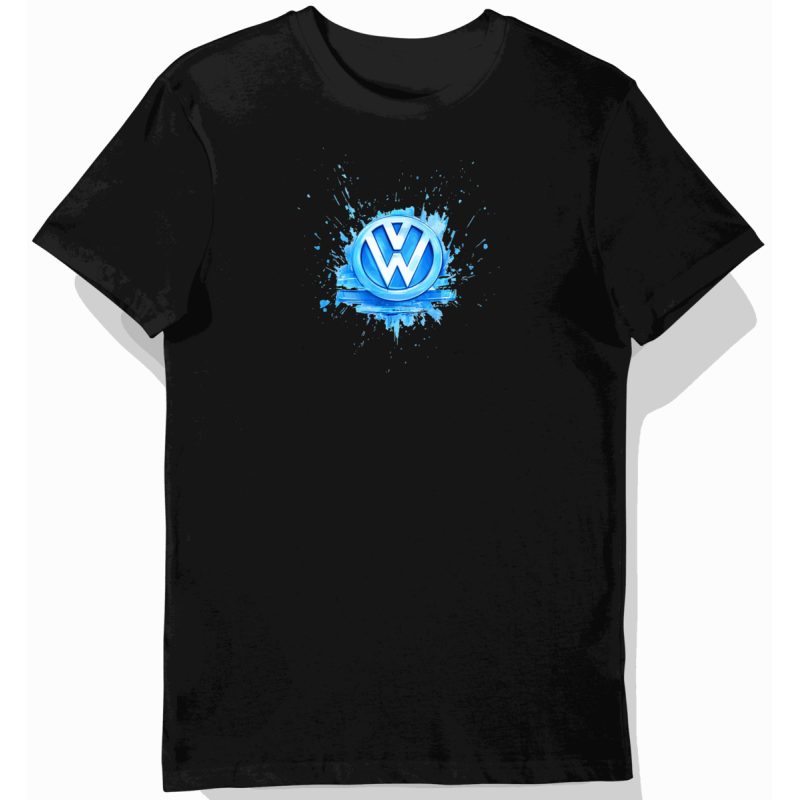 Koszulka męska czarna z Futurystycznym Logo i Motywem Motoryzacyjnym