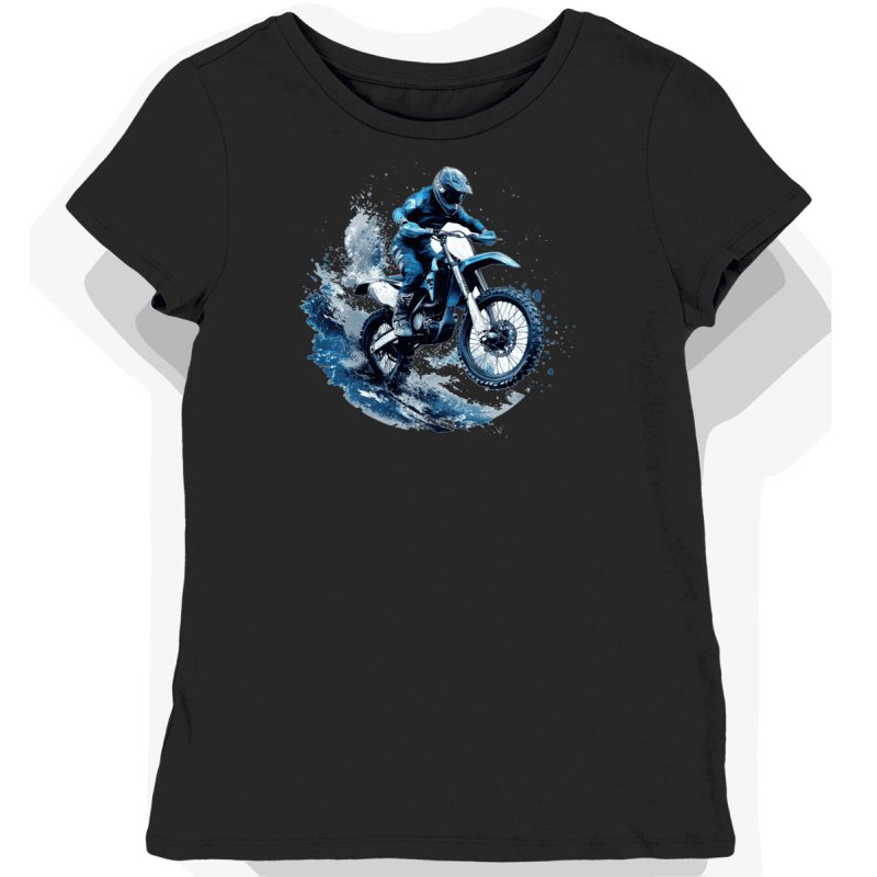 Koszulka damska czarna Dynamiczny Skok Motocyklisty