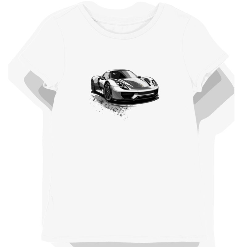 Koszulka damska biała z motywem futurystycznego Porsche 918