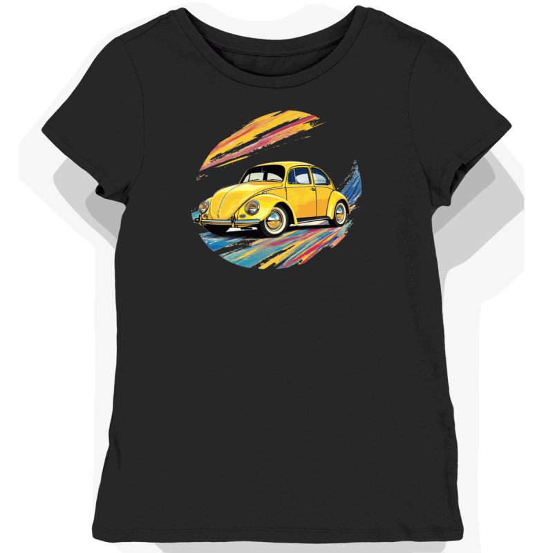 Koszulka damska czarna z Klasycznym Volkswagenem Beetle 1965
