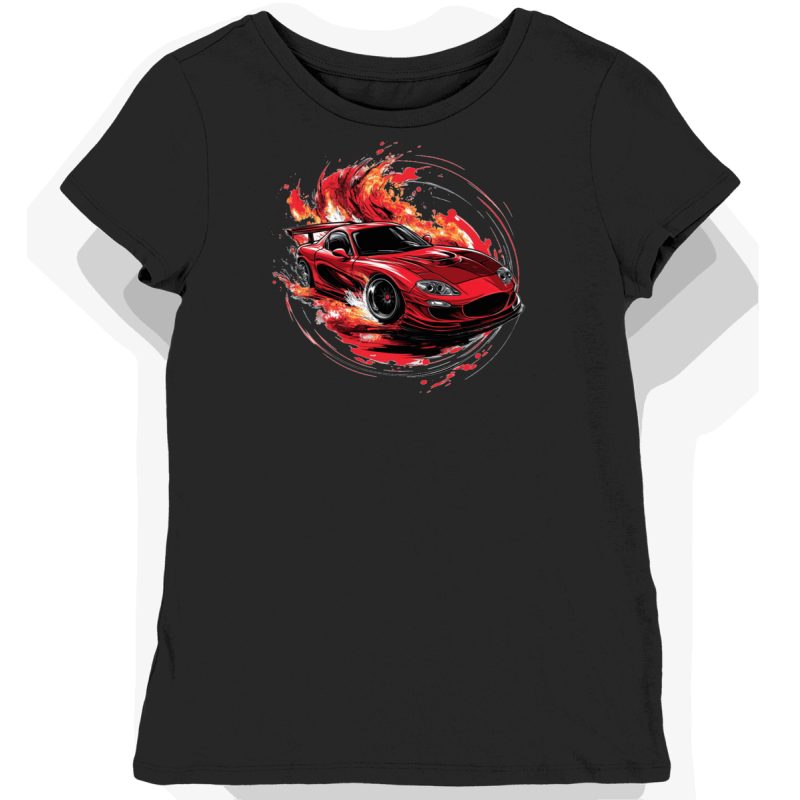 Koszulka damska czarna Wyścigowe Marzenie z Mazda RX7