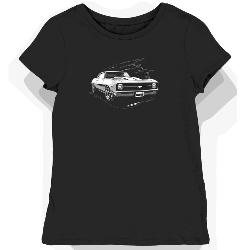 Koszulka damska czarna z symbolem motoryzacyjnym Chevrolet