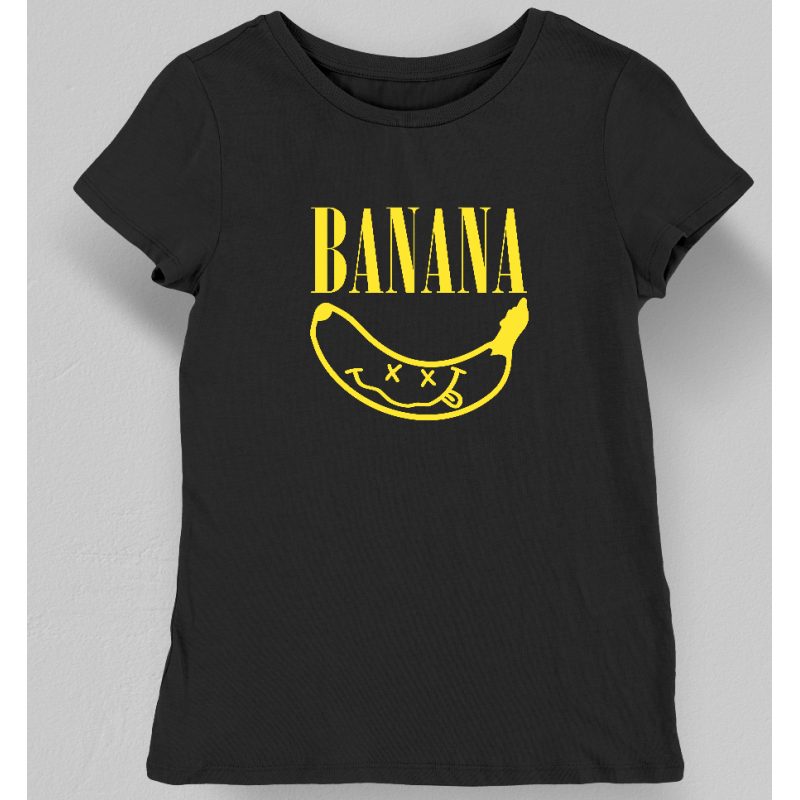 Koszulka damska banana nirvana uśmiech czarna