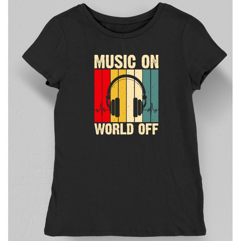 Koszulka damska music on world off czarna