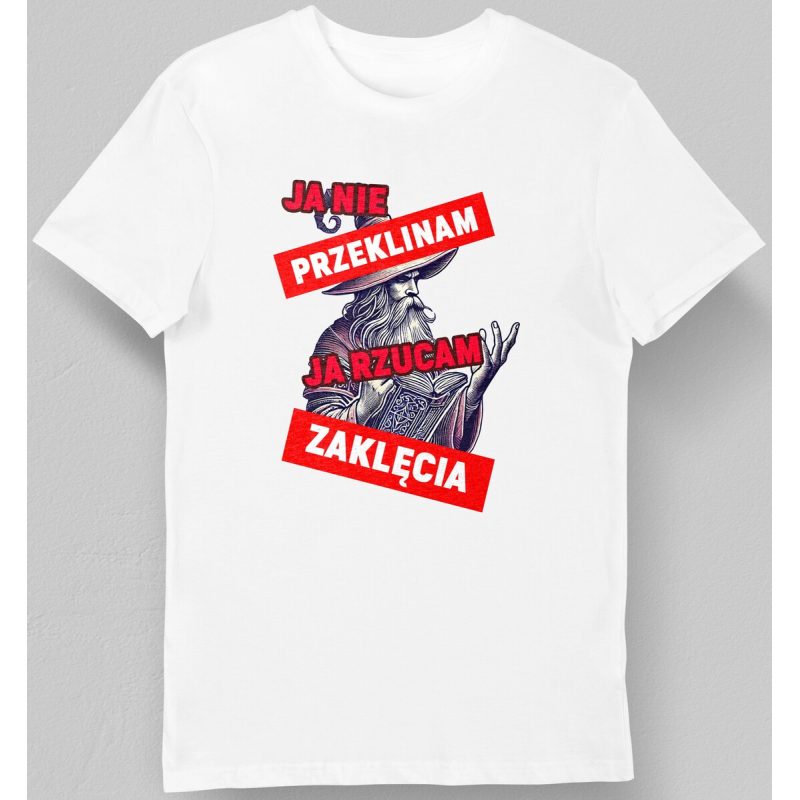 Koszulka męska ja nie przeklinam ja rzucam zaklęcia biała
