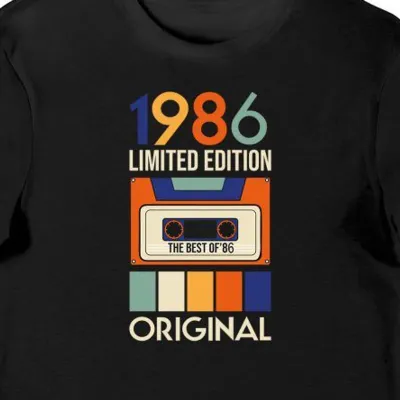 Koszulka męska na 40 urodziny vintage 1986 limited edition czarna