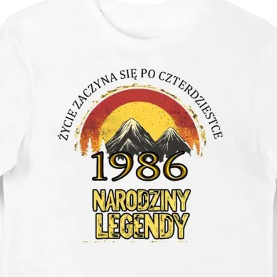 Koszulka męska 40 urodziny 1986 narodziny legendy prezent na 40 lat
