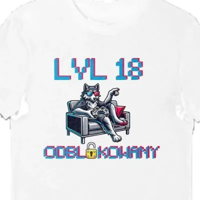 Koszulka męska na 18 lvl 18 unlocked biała