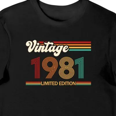 Koszulka męska na 45 urodziny vintage 1981 limited edition czarna