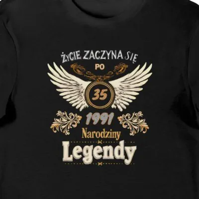Koszulka męska na 35 urodziny 1991 narodziny legendy czarna