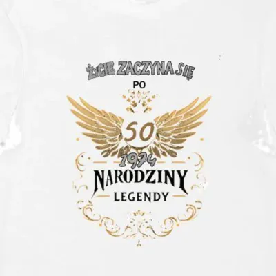 Koszulka życie zaczyna się po 50, narodziny legendy biała