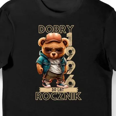 Koszulka 30 lat dobry rocznik na urodziny 1996 czarna