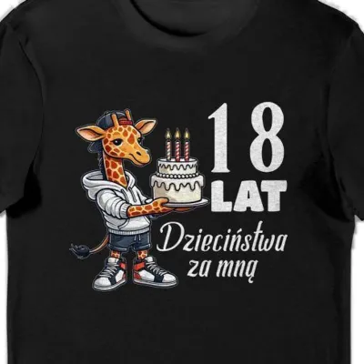 Koszulka męska 18 lat dzieciństwa za mną czarna