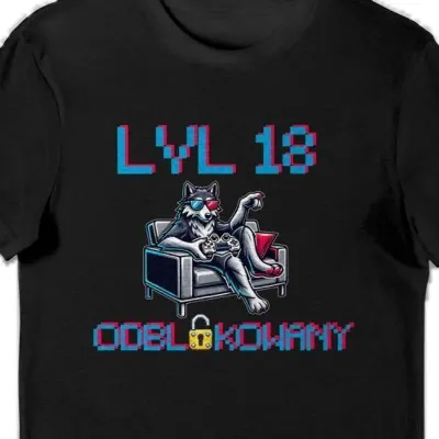 Koszulka męska na 18 lvl 18 unlocked czarna