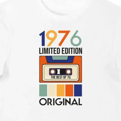 Koszulka męska na 50 urodziny vintage 1976 limited edition biała