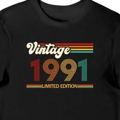 Koszulka męska na 35 urodziny vintage 1991 limited edition czarna