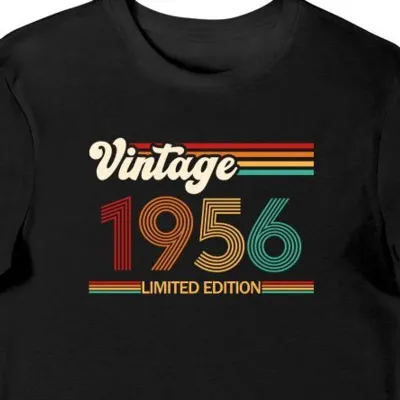 Koszulka męska na 70 urodziny vintage 1956 limited edition czarna