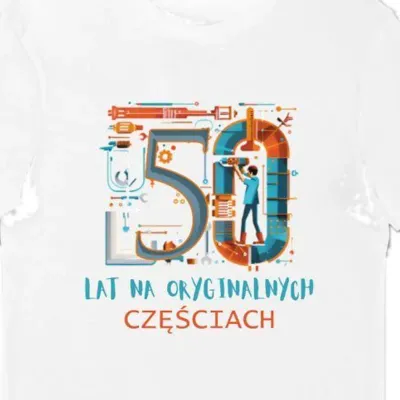 Koszulka urodziny 50 lat na oryginalnych częściach biała