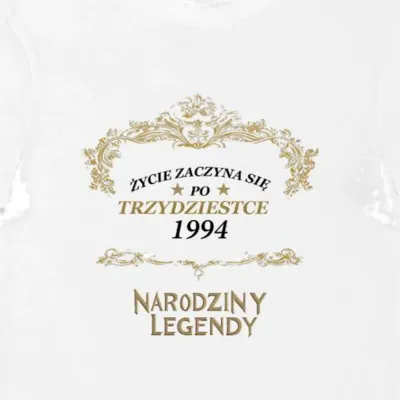 Koszulka życie zaczyna się po trzydziestce narodziny legendy biała