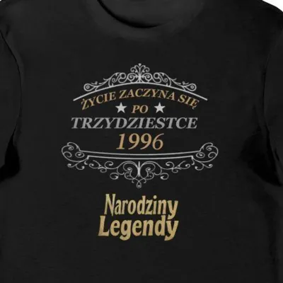 Koszulka 30 urodziny życie zaczyna się po trzydziestce narodziny legendy czarna prezent urodziny