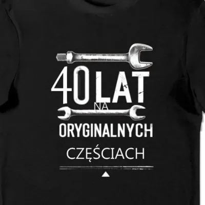 Koszulka urodzinowa 40 lat na oryginalnyczh częściach czarna