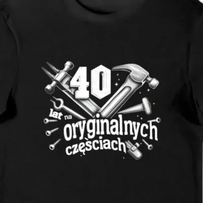 Koszulka 40 lat na oryginalnych częściach czarna
