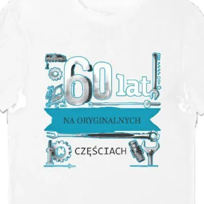 Koszulka męska 60 lat na oryginalnych częściach biała