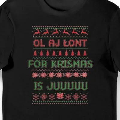 Koszulka męska czarna Ol aj łont for krismas is juu na święta super prezent