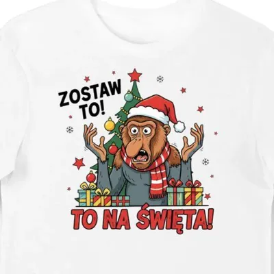 Koszulka męska biała Zostaw to! To na święta! idealny prezent świąteczny