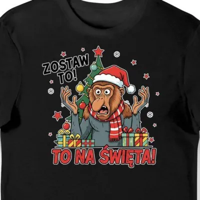 Koszulka męska czarna Zostaw to! To na święta! idealny prezent świąteczny