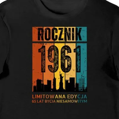 Koszulka męska na 65 urodziny 1961 limitowana edycja czarna