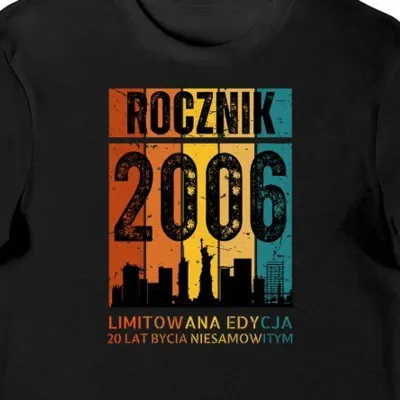 Koszulka męska na 20 urodziny rocznik 2006 limitowana edycja czarna