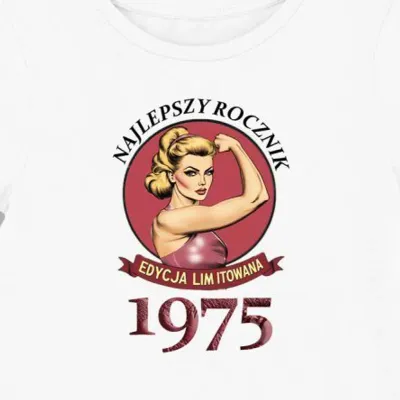 Koszulka damska 1975 najlepszy rocznik 50 urodziny prezent na 50 lat