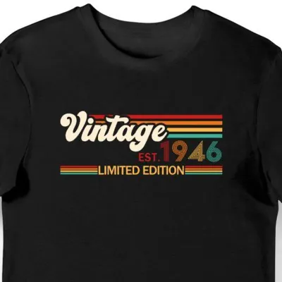 Koszulka męska na 80 urodziny 1946 vintage limited editon czarna