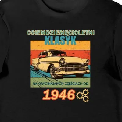Koszulka męska na 80 urodziny osiemdziesięcioletni klasyk czarna