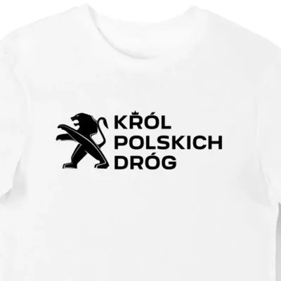 Koszulka męska król polskich dróg Peugeot biała