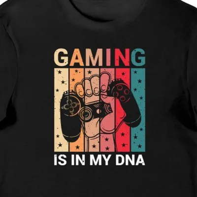 Koszulka męska dla gamera z napisem "Gaming is in my DNA" czarna