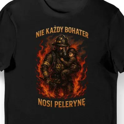 Koszulka męska Nie każdy bohater nosi pelerynę ze strażakiem prezent straż