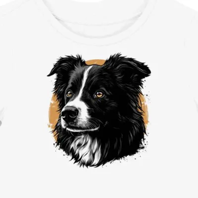 Koszulka damska biała z motywem śmiałego border collie