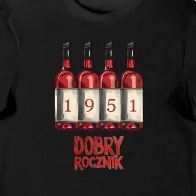 Koszulka męska na 75 urodziny 1951 dobry rocznik czarna