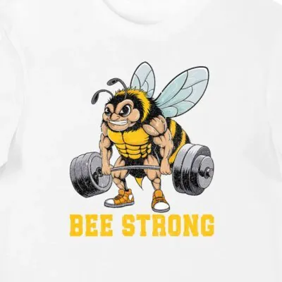 Koszulka męska z pszczółką BEE STRONG siłownia biała