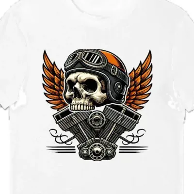 Koszulka męska Harley Davidson czaszka biała