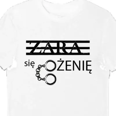 Koszulka męska na kawalerski zara się ożenię biała