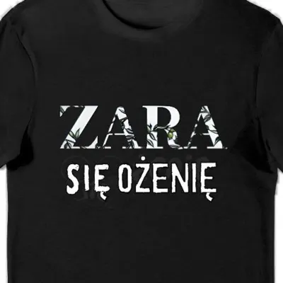 Koszula męska na kawalerski zara się ożenię czarna