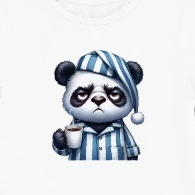 Koszulka damska zaspana panda z kawą biała