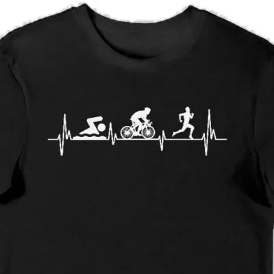 Koszulka męska triathlon bicie serca czarna