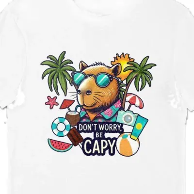 Koszulka męska don't worry be capy biała