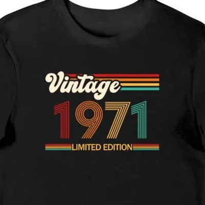Koszulka męska na 55 urodziny 1971 vintage limtied edition czrna