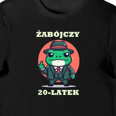 Koszulka męska na 20 urodziny Żabójczy 20-latek czarna